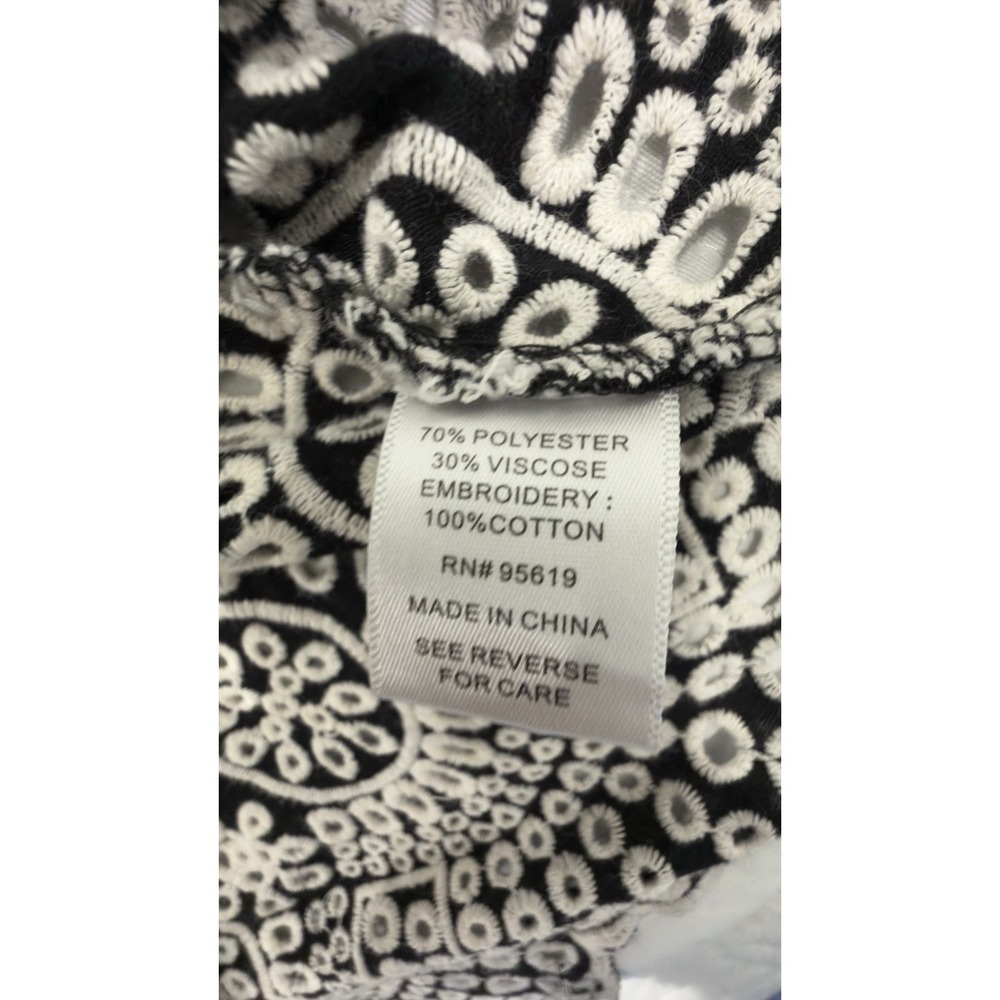 Fever Women Black White Eyelet Embroidered Off The Shoulder Boho Blouse Large - Picture 4 of 6